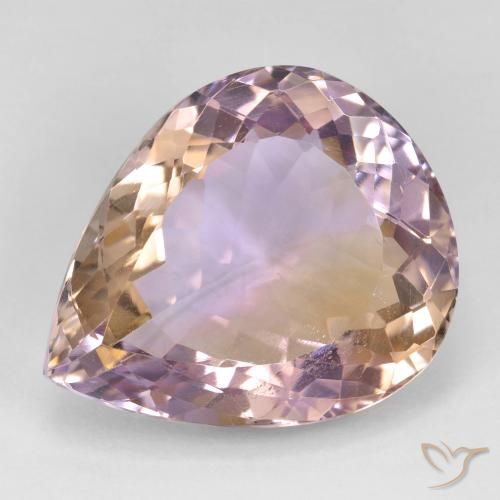 18.91ct طبيعي ثنائية اللون أميترين, شكل الكمثرى, قليلا جدا