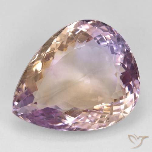 37.10ct طبيعي ثنائية اللون أميترين, شكل الكمثرى, قليلا جدا
