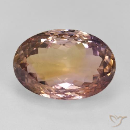 17.33ct طبيعي ثنائية اللون أميترين, بيضوي, VVS-VS