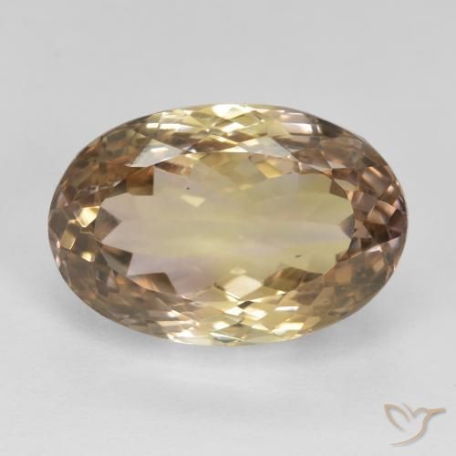 14.06ct طبيعي ثنائية اللون أميترين, بيضوي, قليلا جدا