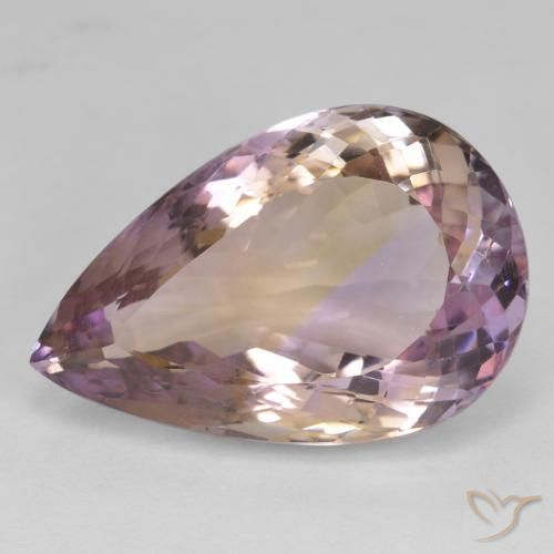 23.89ct طبيعي ثنائية اللون أميترين, شكل الكمثرى, قليلا جدا