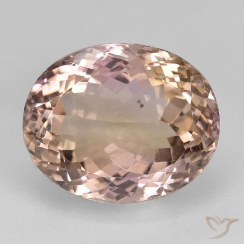 22.23ct طبيعي ثنائية اللون أميترين, بيضوي, قليلا جدا
