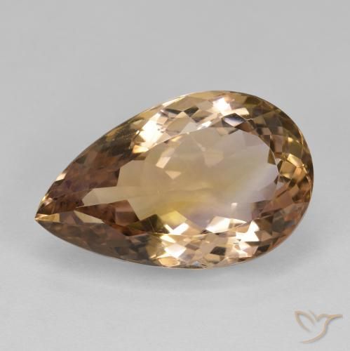 17.66ct طبيعي ثنائية اللون أميترين, شكل الكمثرى, قليلا جدا