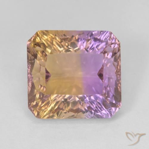 9.05ct طبيعي ثنائية اللون أميترين, قص الزمرد, VVS-VS