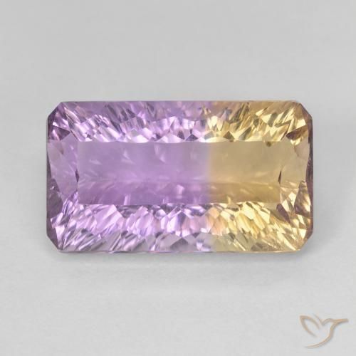 6.56ct طبيعي ثنائية اللون أميترين, قص الزمرد, VVS-VS