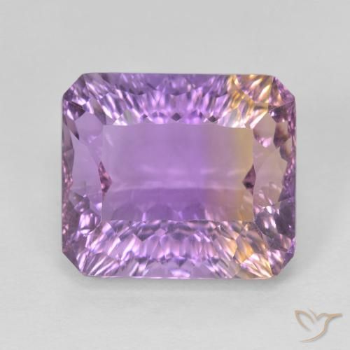 9.15ct طبيعي ثنائية اللون أميترين, قص الزمرد, VVS-VS
