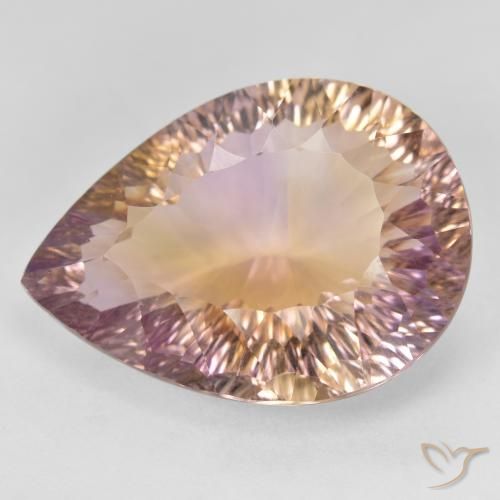 19.08ct طبيعي ثنائية اللون أميترين, شكل الكمثرى, VVS