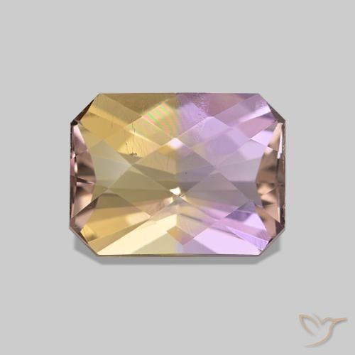 1.64ct ثنائية اللون أميترين, قص الزمرد, قليلا جدا