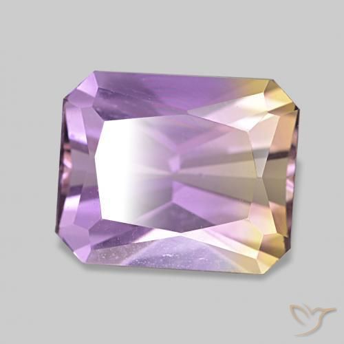 أميترين ثنائية اللون طبيعي، ثمانى / قصة زمرد، 3.09 قيراط، VVS