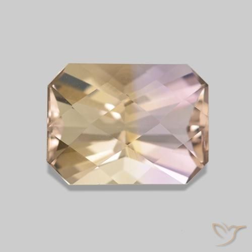 1.64ct ثنائية اللون أميترين, قص الزمرد, قليلا جدا