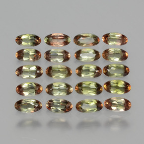 أحجار اندلوسيت متعدد الألوان طبيعية، قصة بيضاوى، قليلا جدا، وزنها  قيراط