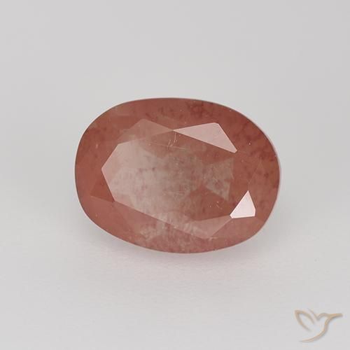 لابرادوريت أنديسين أحمر متوسط طبيعي، قصة بيضاوى، 1.62 قيراط، شفاف