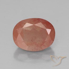 2.06ct طبيعي برتقالى محمر باهت لابرادوريت أنديسين, بيضوي, شفاف / نصف شفاف