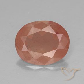 2.86ct طبيعي برتقالى محمر باهت لابرادوريت أنديسين, بيضوي, شفاف / نصف شفاف