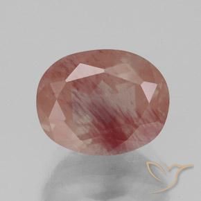 3.06ct طبيعي برتقالى محمر باهت لابرادوريت أنديسين, بيضوي, شفاف / نصف شفاف