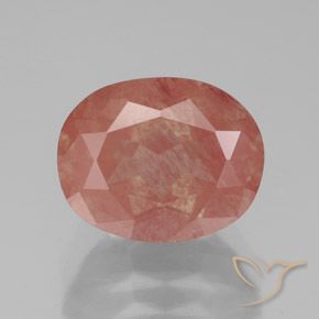 3.07ct طبيعي برتقالى محمر باهت لابرادوريت أنديسين, بيضوي, شفاف / نصف شفاف