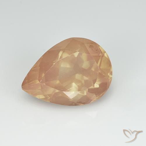 3.31ct طبيعي برتقالي فاتح لابرادوريت أنديسين, شكل الكمثرى, شفاف