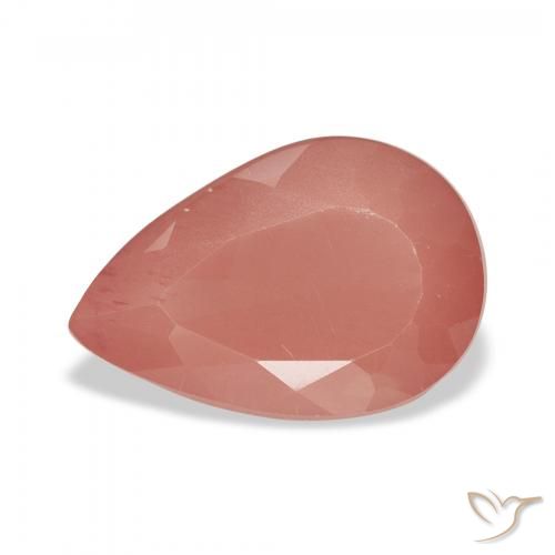 2.81ct طبيعي برتقالى محمر باهت لابرادوريت أنديسين, شكل الكمثرى, نصف شفاف