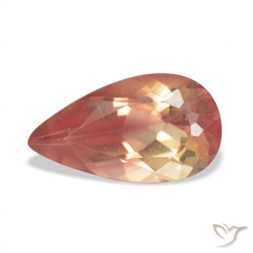 3.31ct طبيعي برتقالى محمر غامق لابرادوريت أنديسين, شكل الكمثرى, شفاف