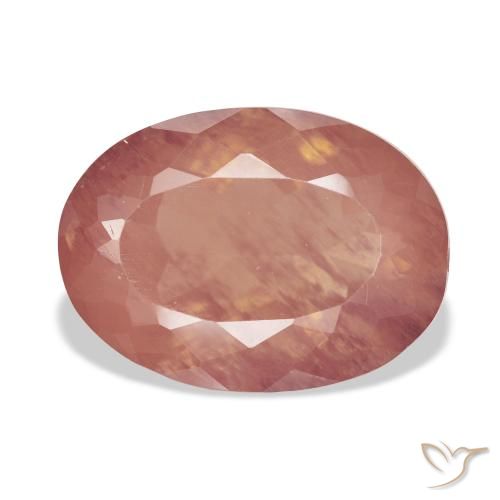 9.50ct طبيعي برتقالى محمر باهت لابرادوريت أنديسين, بيضوي, شفاف