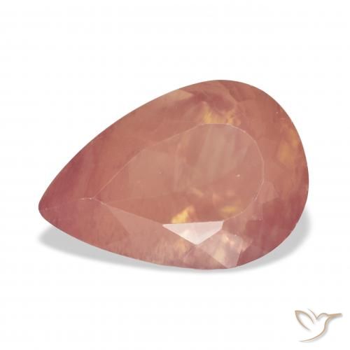 5.35ct طبيعي برتقالى محمر باهت لابرادوريت أنديسين, شكل الكمثرى, شفاف