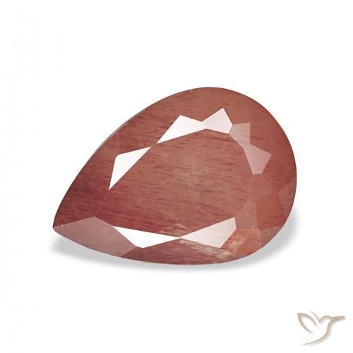 3.04ct أحمر متوسط لابرادوريت أنديسين, شكل الكمثرى, شفاف