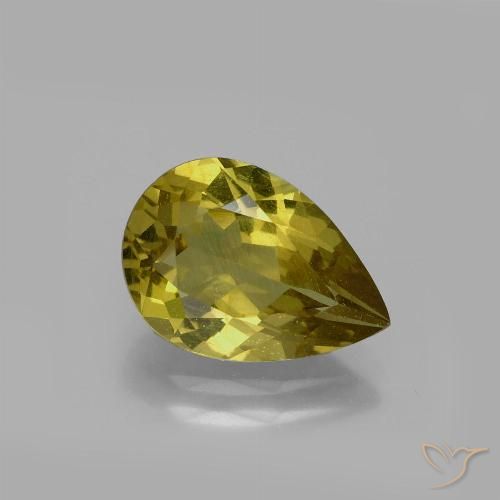 3.29ct طبيعي ذهبى ترابى الأباتيت, شكل الكمثرى, قليلا جدا