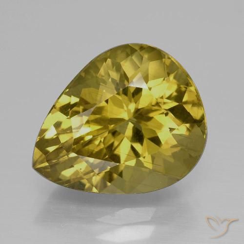 7.15ct طبيعي أصفر غامق الأباتيت, شكل الكمثرى, قليلا جدا