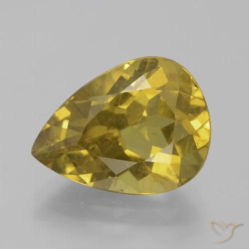 8.02ct طبيعي أصفر خريفى الأباتيت, شكل الكمثرى, قليلا جدا