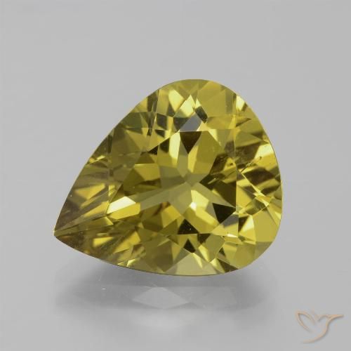 7.75ct طبيعي أصفر متوسط الأباتيت, شكل الكمثرى, قليلا جدا