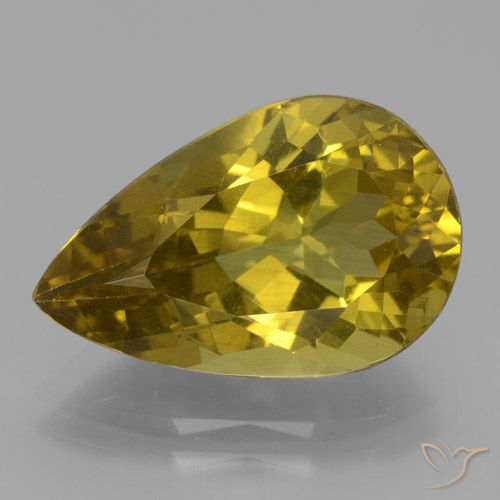 8.03ct طبيعي أصفر متوسط الأباتيت, شكل الكمثرى, قليلا جدا