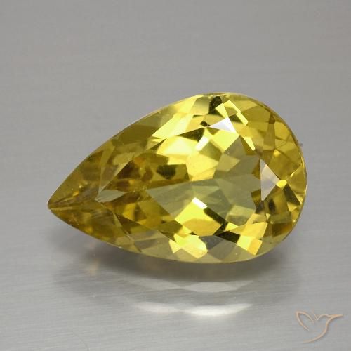 4.13ct طبيعي ذهبى ترابى الأباتيت, شكل الكمثرى, قليلا جدا