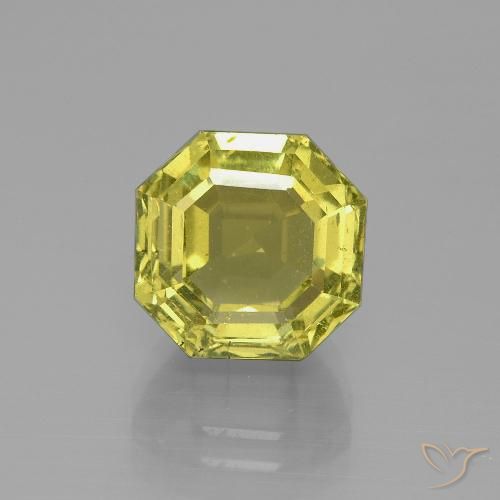 7.51ct طبيعي أصفر مخضر الأباتيت, قص الزمرد, قليلا جدا