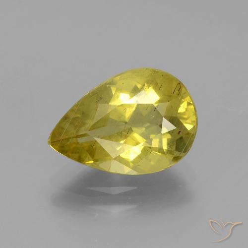 2.91ct طبيعي أصفر غامق الأباتيت, شكل الكمثرى, قليلا جدا