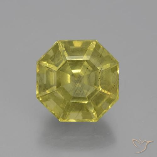 4.69ct طبيعي أصفر متوسط الأباتيت, قص الزمرد, قليلا جدا