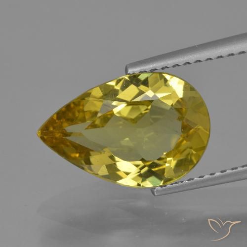 3.32ct طبيعي أصفر ديجون الأباتيت, شكل الكمثرى, قليلا جدا