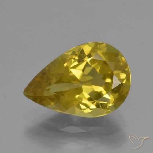3.95ct طبيعي أصفر خريفى الأباتيت, شكل الكمثرى, قليلا جدا