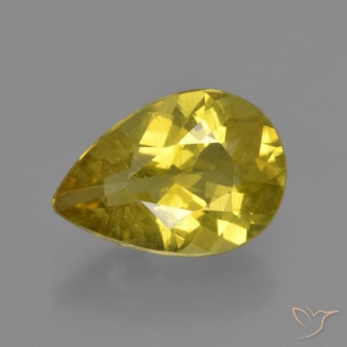 3.46ct طبيعي أصفر متوسط الأباتيت, شكل الكمثرى, قليلا جدا