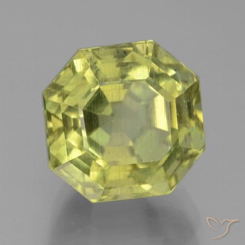 8.29ct طبيعي الأصفر الليمونى الأباتيت, قص الزمرد, قليلا جدا