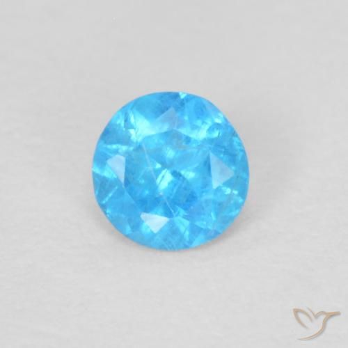 0.14ct طبيعي أزرق سماوى غامق الأباتيت, دائري, قليلا جدا