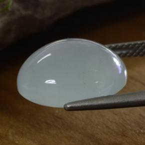 زبرجد أو أكوامارين أبيض مزرق طبيعي، قصة بيضاوى، 8.61 قيراط، نصف شفاف