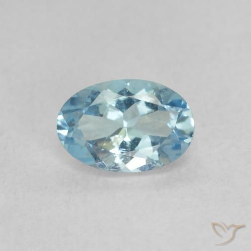 0.44ct طبيعي أزرق مائى فاتح زبرجد أو أكوامارين, بيضوي, قليلا جدا