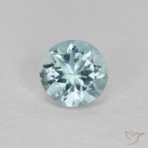 0.17ct طبيعي أخضر-أزرق فاتح زبرجد أو أكوامارين, دائري, قليلا جدا