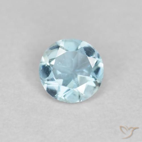 0.18ct طبيعي أزرق سماوى زبرجد أو أكوامارين, دائري, VVS-VS