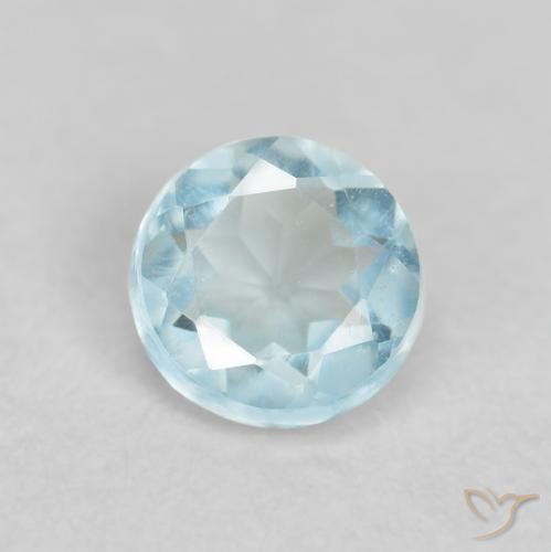 0.26ct طبيعي أزرق فاتح زبرجد أو أكوامارين, دائري, VVS