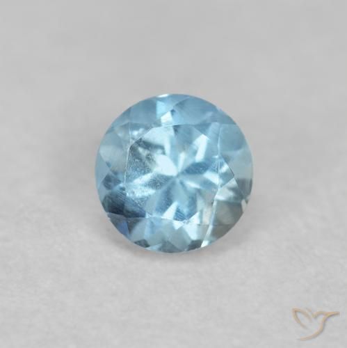 0.20ct طبيعي الأزرق السويسري زبرجد أو أكوامارين, دائري, VS-SI