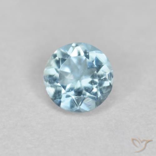 0.19ct طبيعي أزرق مايا فاتح زبرجد أو أكوامارين, دائري, قليلا جدا