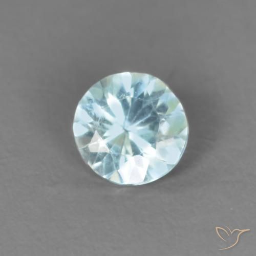 0.22ct طبيعي أزرق باهت زبرجد أو أكوامارين, دائري, قليلا جدا