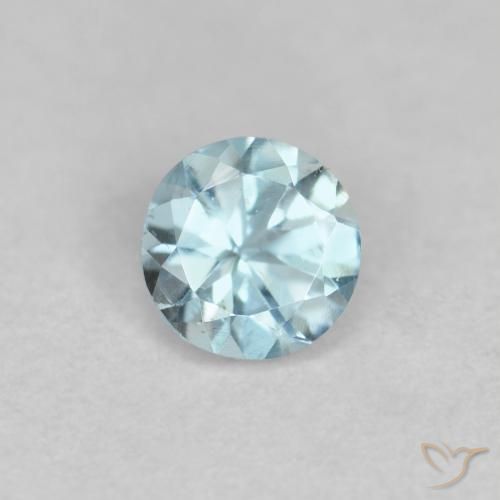 0.24ct طبيعي أزرق فاتح زبرجد أو أكوامارين, دائري, قليلا جدا