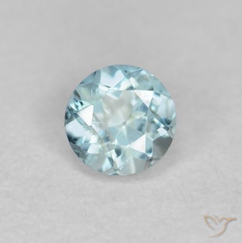 0.18ct طبيعي أزرق فاتح زبرجد أو أكوامارين, دائري, قليلا جدا